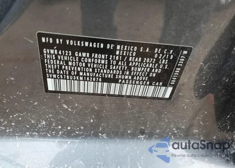 2019 Volkswagen Jetta S z USA, uszkodzony, nr VIN 3VWC57BU3KM162676